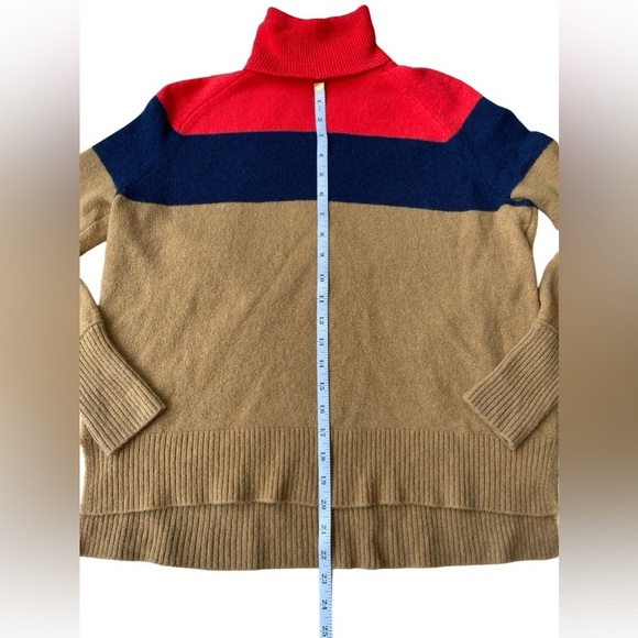J.Crew Colorblock Turtleneck Sweater Camel Navy Red - Size XS - Picture 7 of 11